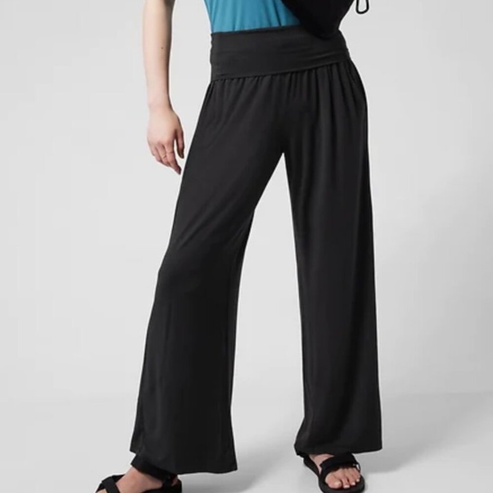 Athleta Black Wide-Leg Ponte Pants